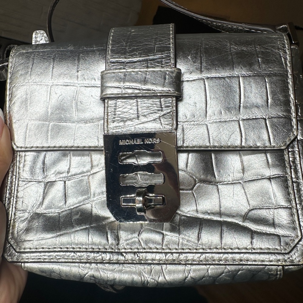 Michael Kors Silver Croc-Embossed silver Women's Bag